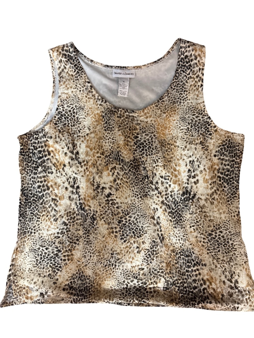 Drapers and Damons Metallic Animal Print Scoop Neck Tank - Gold/Black/Cream